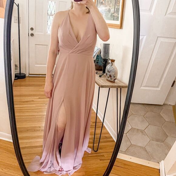 Jenny Yoo Collection Bridesmaid Chiffon Maxi Dress Blush - Picture 9 of 9